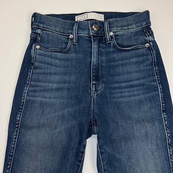 AYR The Riser Skinny High Rise Ankle Jeans Raw Hem Neon Jupiter Wash Size 27 - Picture 3 of 16